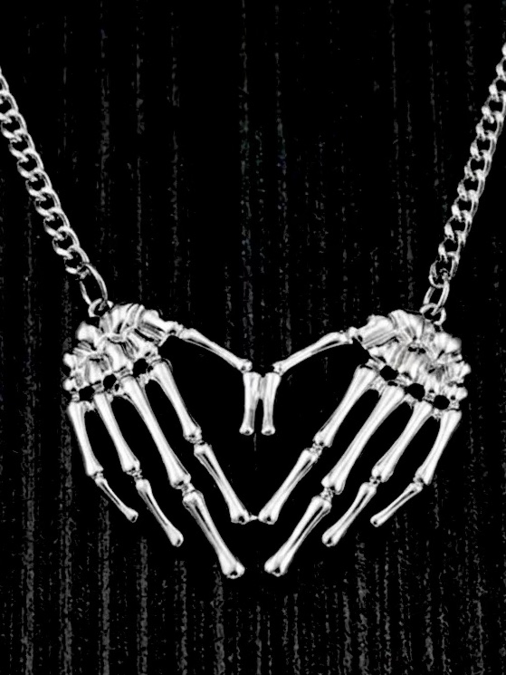 Skeleton Hands Heart~ Gothic Dead Dark Love Romance Creepy Scary Horror Necklace